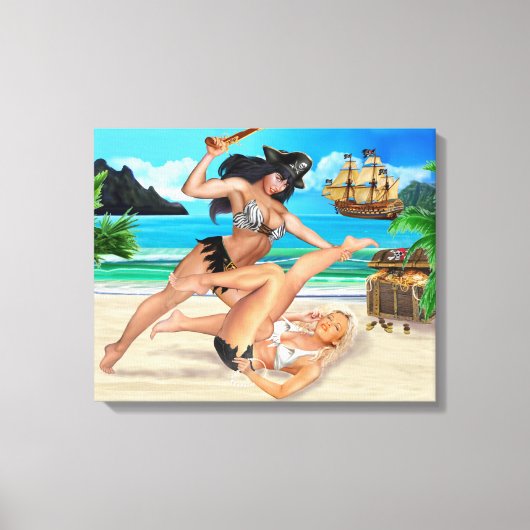 ZEEROVERMEISJES IN VECHTEN CANVAS AFDRUK (Voorkant)