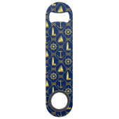 Zeesailboot Navy Blue en Gold Nautical Maritime Speed Flessenopener (Achterkant)