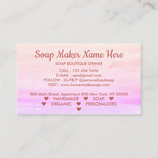 Zeesapverpakkingen met bloemen en boog visitekaartje (Achterkant)