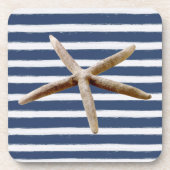 Zeesblauwe en witte strepen drankjes onderzetter (Voorkant)