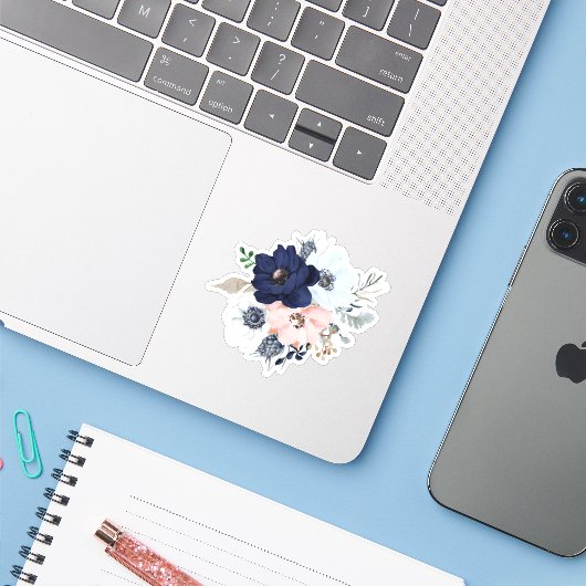 Zeesbloemen bouquet sticker (Laptop met iPhone)