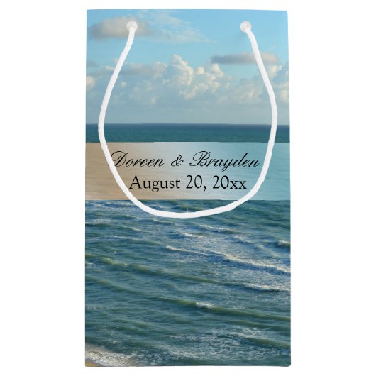 Zeescape Beach Wedding Blue Ocean Klein Cadeauzakje (Achterkant)