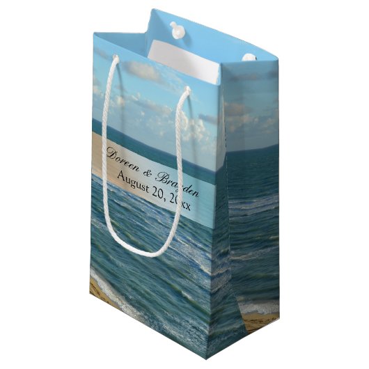 Zeescape Beach Wedding Blue Ocean Klein Cadeauzakje (Voorkant Gekanteld)