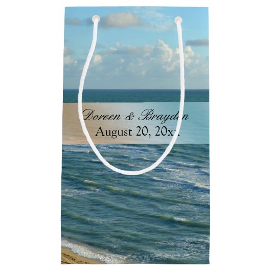 Zeescape Beach Wedding Blue Ocean Klein Cadeauzakje (Voorkant)