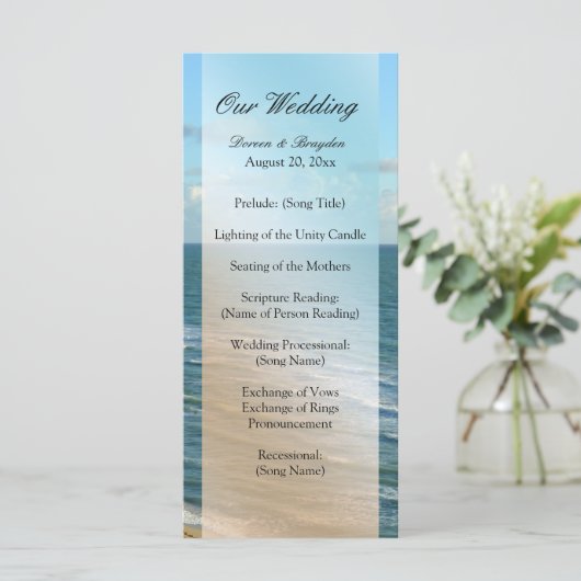 Zeescape Beach Wedding Blue Ocean Programmakaart (Staand voorkant)