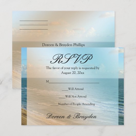 Zeescape Beach Wedding Blue Ocean Uitnodiging Briefkaart (Voorkant / Achterkant)