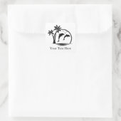 Zeescape Dolphin Jumping Palm Tree Ocean Vierkante Sticker (Tas)