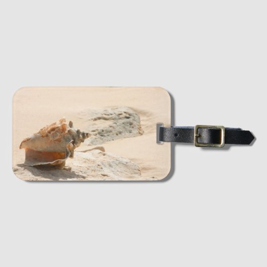 Zeeschalen aan de strand bagagelabel (Voorkant (horizontaal))