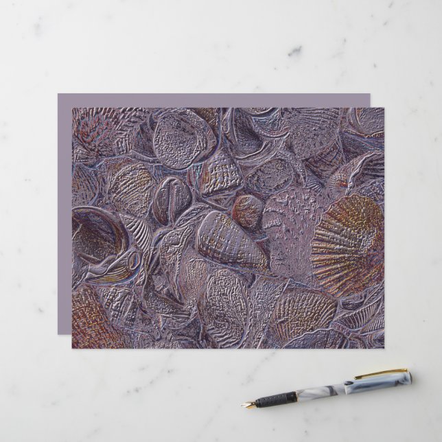 Zeeschalen en Paars ontwerp voor de  zeebodem (Voorkant / Achterkant in situ)