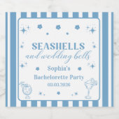 Zeeschalen en Trouwbellen Bachelorette Feest Sparkling Wijnetiket (Enkel label)