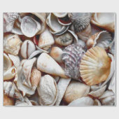Zeeschalen en zeestrand prachtige ontkoppeling cadeaupapier (Vlak)