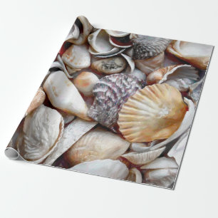 Zeeschalen en zeestrand prachtige ontkoppeling cadeaupapier