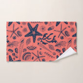 Zeeschalen levende koraalachtergrond bad handdoek (Handdoek)