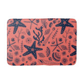 Zeeschalen levende koraalachtergrond badmat (Voorkant)