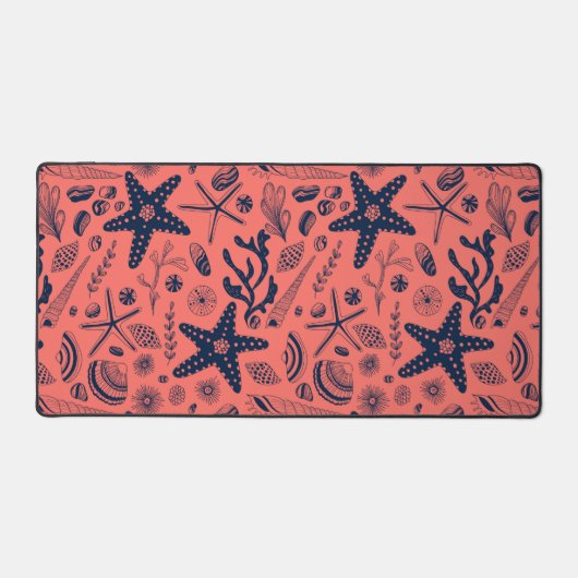 Zeeschalen levende koraalachtergrond bureaumat (Voorkant)
