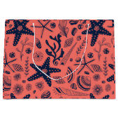 Zeeschalen levende koraalachtergrond groot cadeauzakje (Voorkant)