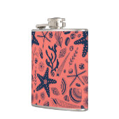 Zeeschalen levende koraalachtergrond heupfles (Links)