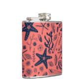 Zeeschalen levende koraalachtergrond heupfles (Rechts)