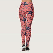 Zeeschalen levende koraalachtergrond leggings (Achterkant)