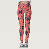 Zeeschalen levende koraalachtergrond leggings (Voorkant)