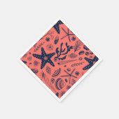 Zeeschalen levende koraalachtergrond servet (Hoek)