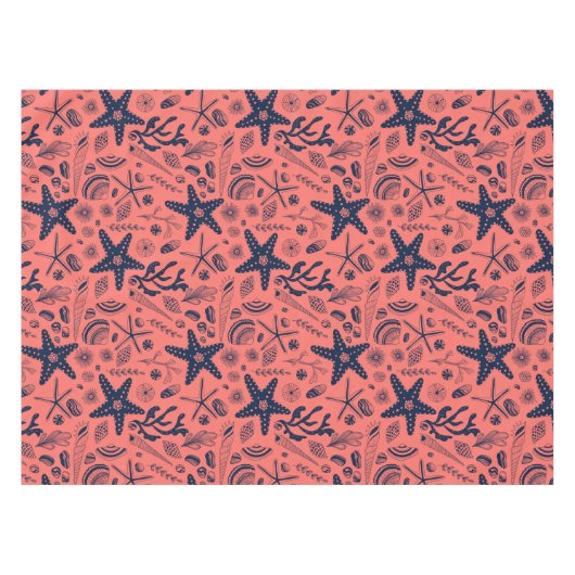 Zeeschalen levende koraalachtergrond tafelkleed (Voorkant (Horizontaal))