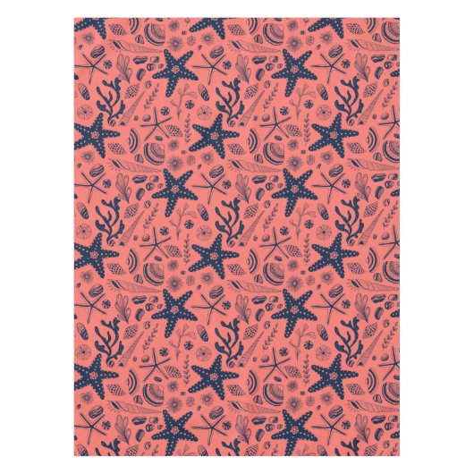 Zeeschalen levende koraalachtergrond tafelkleed (Voorkant)