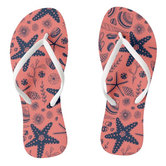 Zeeschalen levende koraalachtergrond teenslippers (Voetbed)
