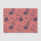 Zeeschalen levende koraalachtergrond tissuepapier (Voorkant)