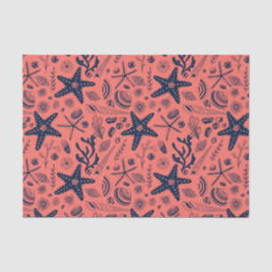 Zeeschalen levende koraalachtergrond tissuepapier