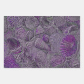Zeeschalen Oceaan Paarse grijze metalen Inpakpapier Vel (Voorkant)