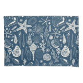 Zeeschalen op donkerblauw kussensloop (Voorkant-Links)