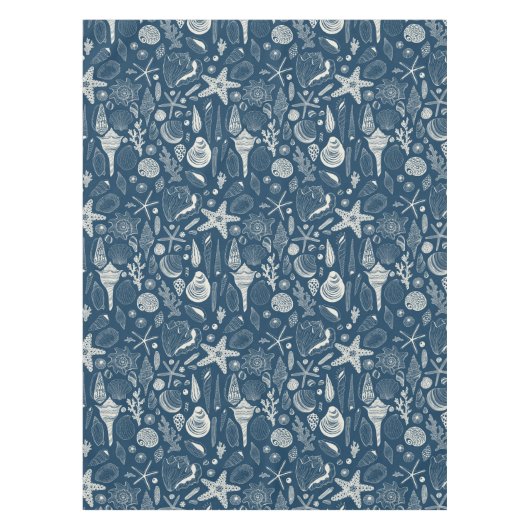 Zeeschalen op donkerblauw tafelkleed (Voorkant)