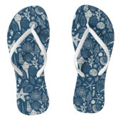 Zeeschalen op donkerblauw teenslippers (Voetbed)