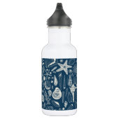 Zeeschalen op donkerblauw waterfles (Rechts)