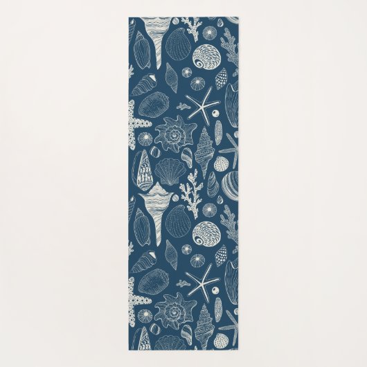 Zeeschalen op donkerblauw yogamat (Achterkant)