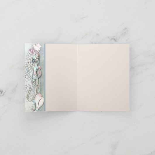 Zeeschalen Parels Tropisch Strand Bedankkaart (Binnen)