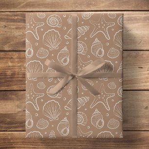 Zeeschalpinformatie Kust Boho Strand Neutraal Tann Cadeaupapier