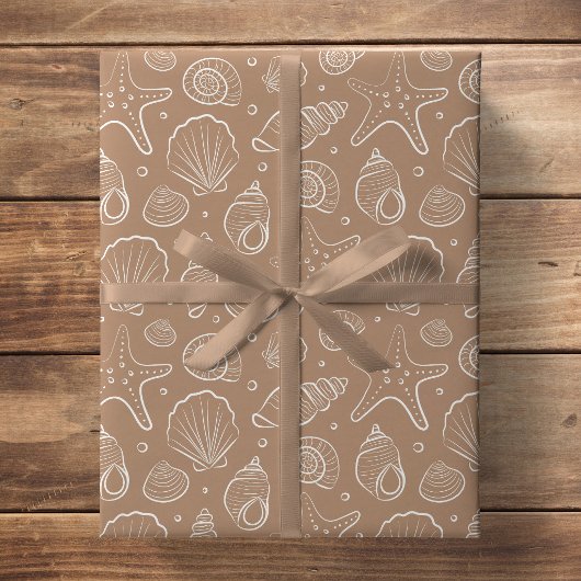 Zeeschalpinformatie Kust Boho Strand Neutraal Tann Cadeaupapier