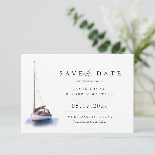  zeescheepvaartthema sparen de datum aankondiging (Staand voorkant)