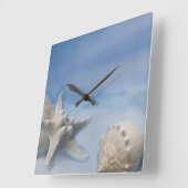 Zeescheldoppen Star Fish Hand Painted Blue Waterve Vierkante Klok (Hoek)