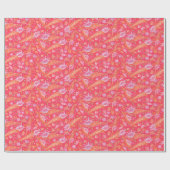 Zeeschells schelpen Mollusk Nautical Pattern Red Cadeaupapier (Vlak)