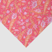 Zeeschells schelpen Mollusk Nautical Pattern Red Tissuepapier (Detail)
