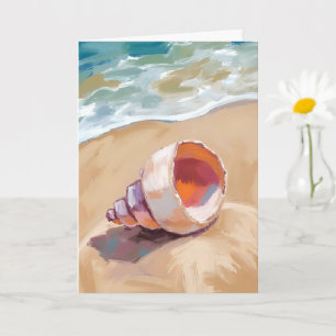 Zeeschelp aan de zeekust Aquarel Oceaan Geschilder Kaart