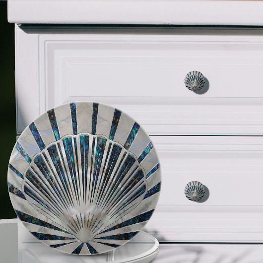 Zeeschelp Art Deco - Abalone Schelp en Parel Keramische Knop