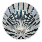 Zeeschelp Art Deco - Abalone Schelp en Parel Keramische Knop (Voorkant)
