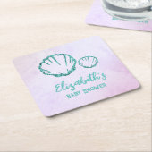 Zeeschelp Baby Shower Kartonnen Onderzetters (Schuin)