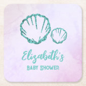 Zeeschelp Baby Shower Kartonnen Onderzetters (Voorkant)