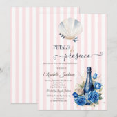 Zeeschelp bloemblaadjes & Prosecco roze gestreept Kaart (Voorkant / Achterkant)