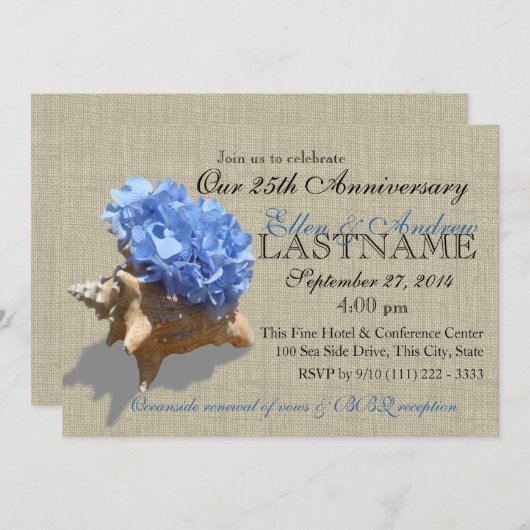 Zeeschelp Boeket 25e Verjaardagsfeest op het Stran Kaart (Voorkant / Achterkant)